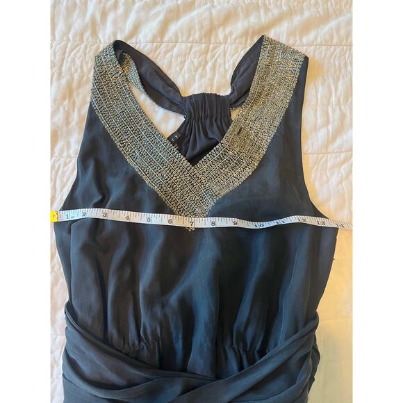 Theory Black Silk Semi Formal Dress Size 0 Beaded Neckline New‎ Year's Eve - Picture 10 of 10
